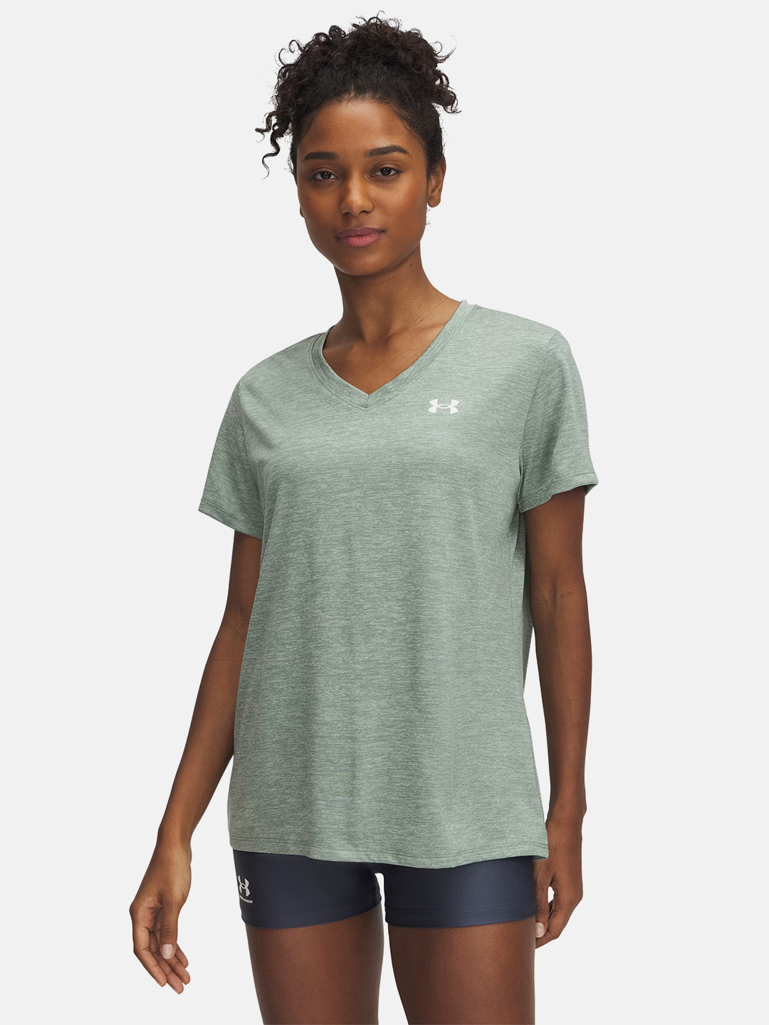 UNDER ARMOUR Brand Logo Detail V-Neck Twist Effect Tech Training Relaxed Fit T-shirt