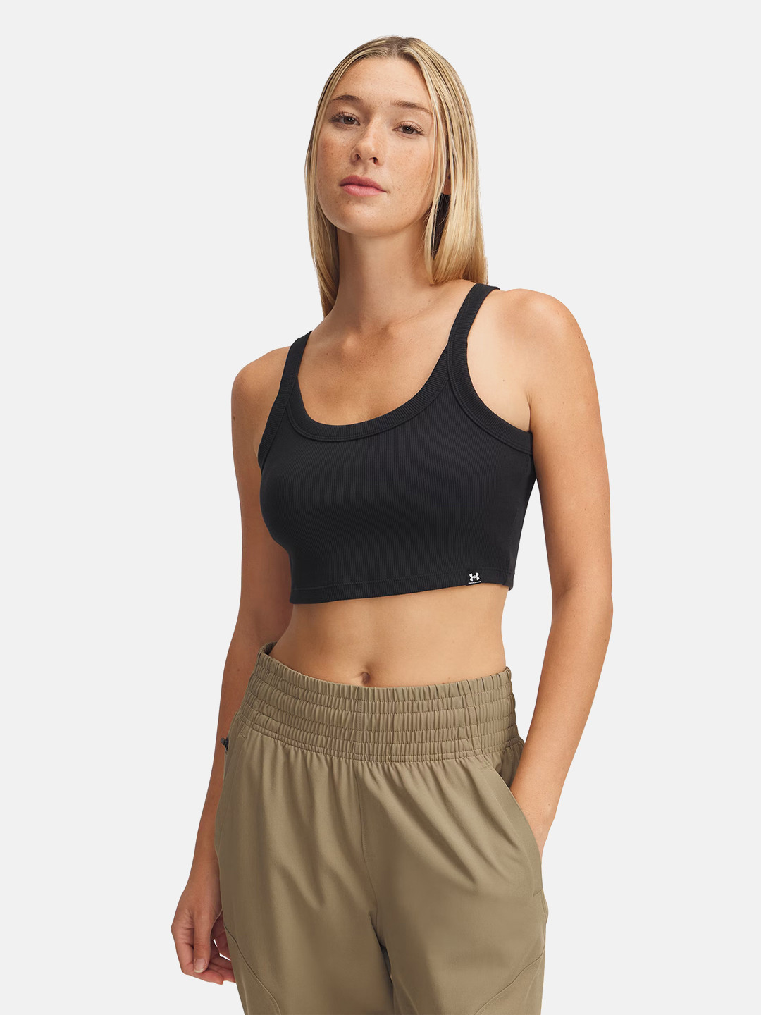 UNDER ARMOUR Rival Ribbed Fitted Crop Sports Top