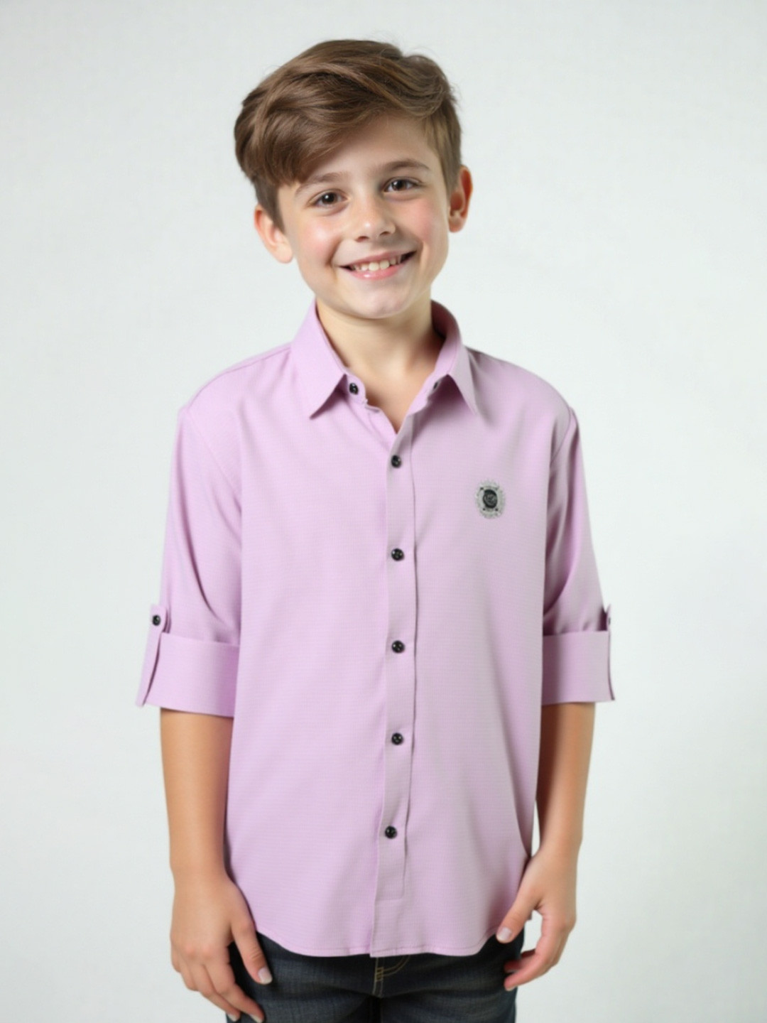 CHARCHIT Boys Textured Wrinkle Free Shirt
