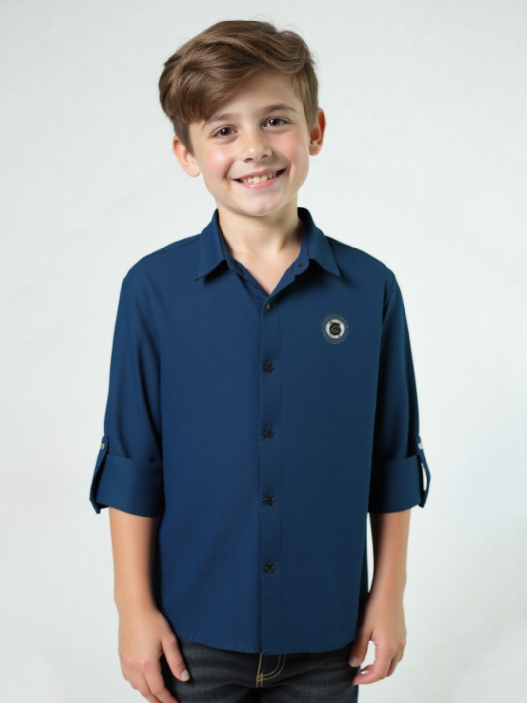CHARCHIT Boys Textured Wrinkle Free Shirt