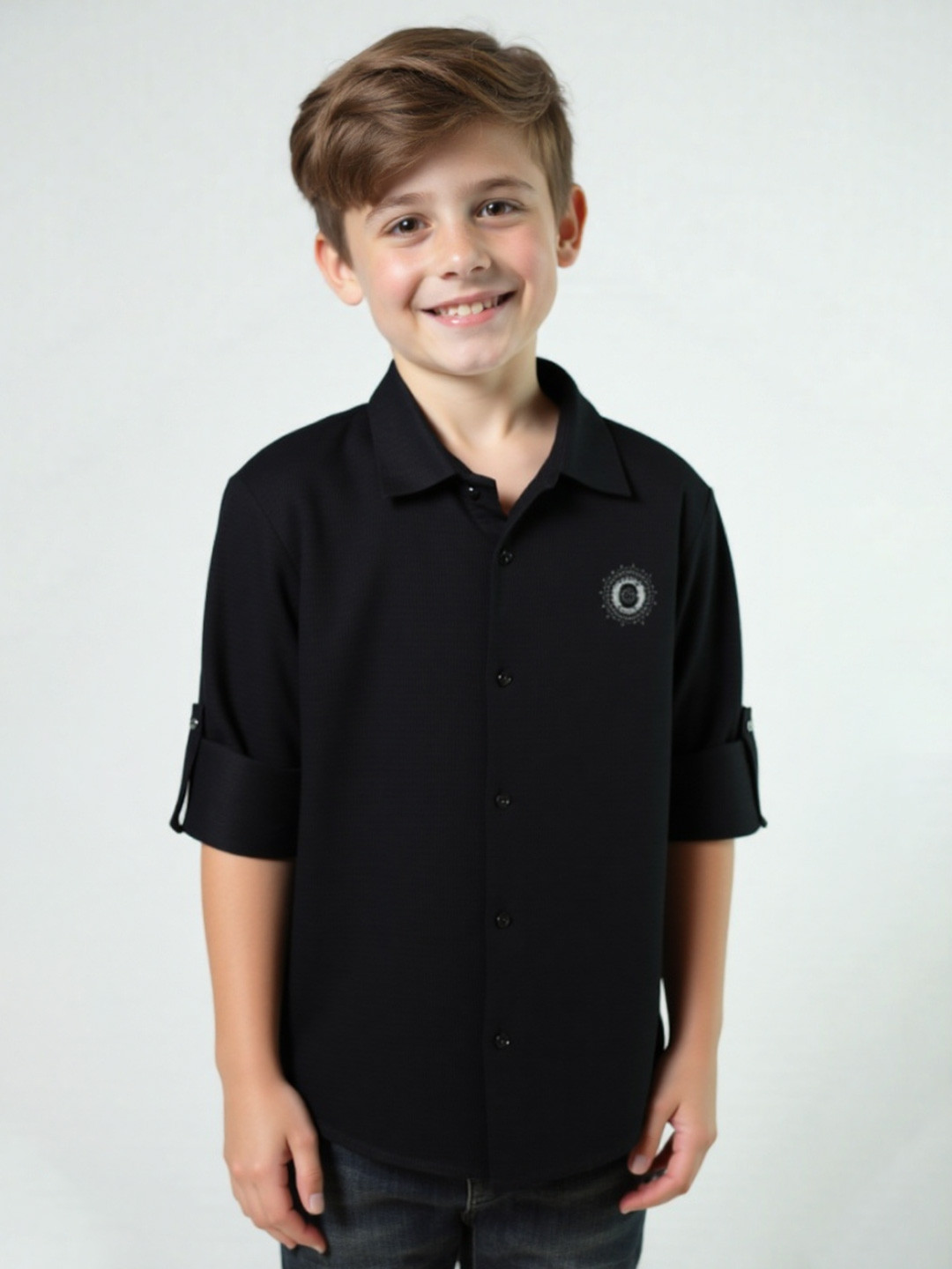 CHARCHIT Boys Textured Wrinkle Free Shirt