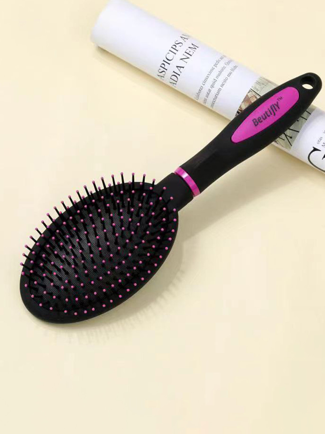 Beutifly Round Paddle Cushion Hair Brush- Black