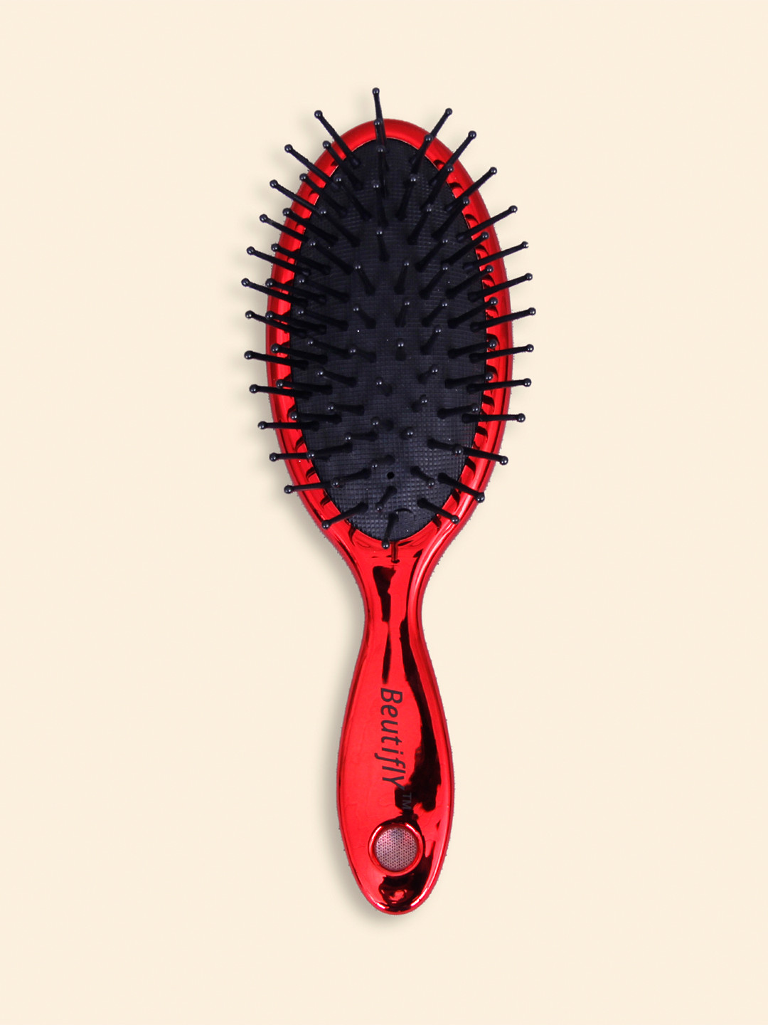 Beutifly Pocket Friendly Printed Oval Paddle Hairbrush - Red