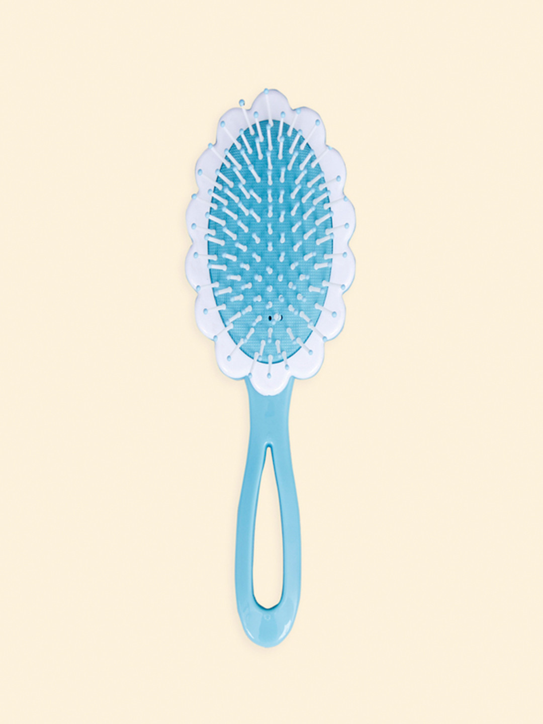 Beutifly Floral Printed Paddle Oval Hairbrush - Blue