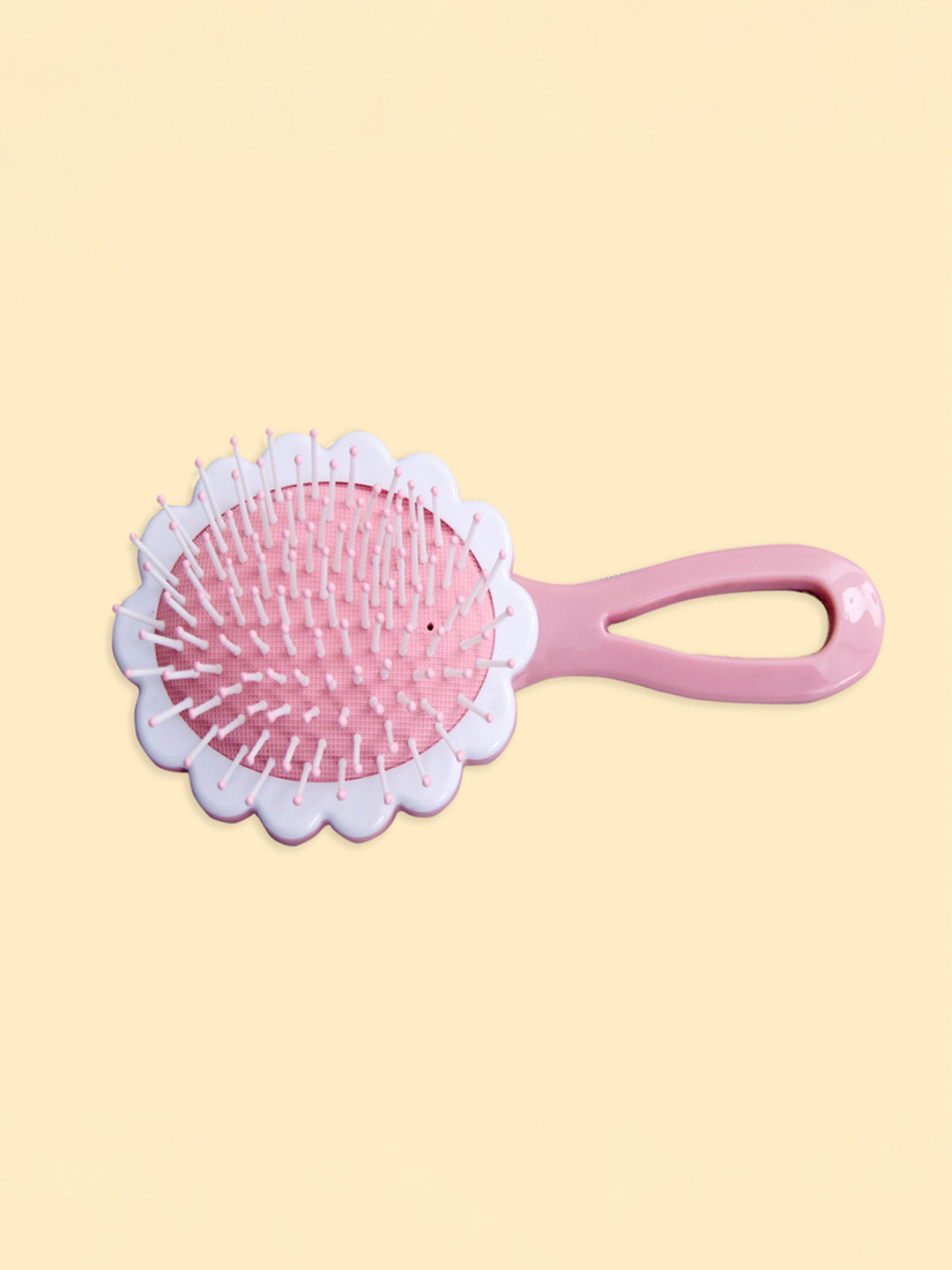 Beutifly Paddle Floral Printed Oval Glossy Hair Brush- Pink