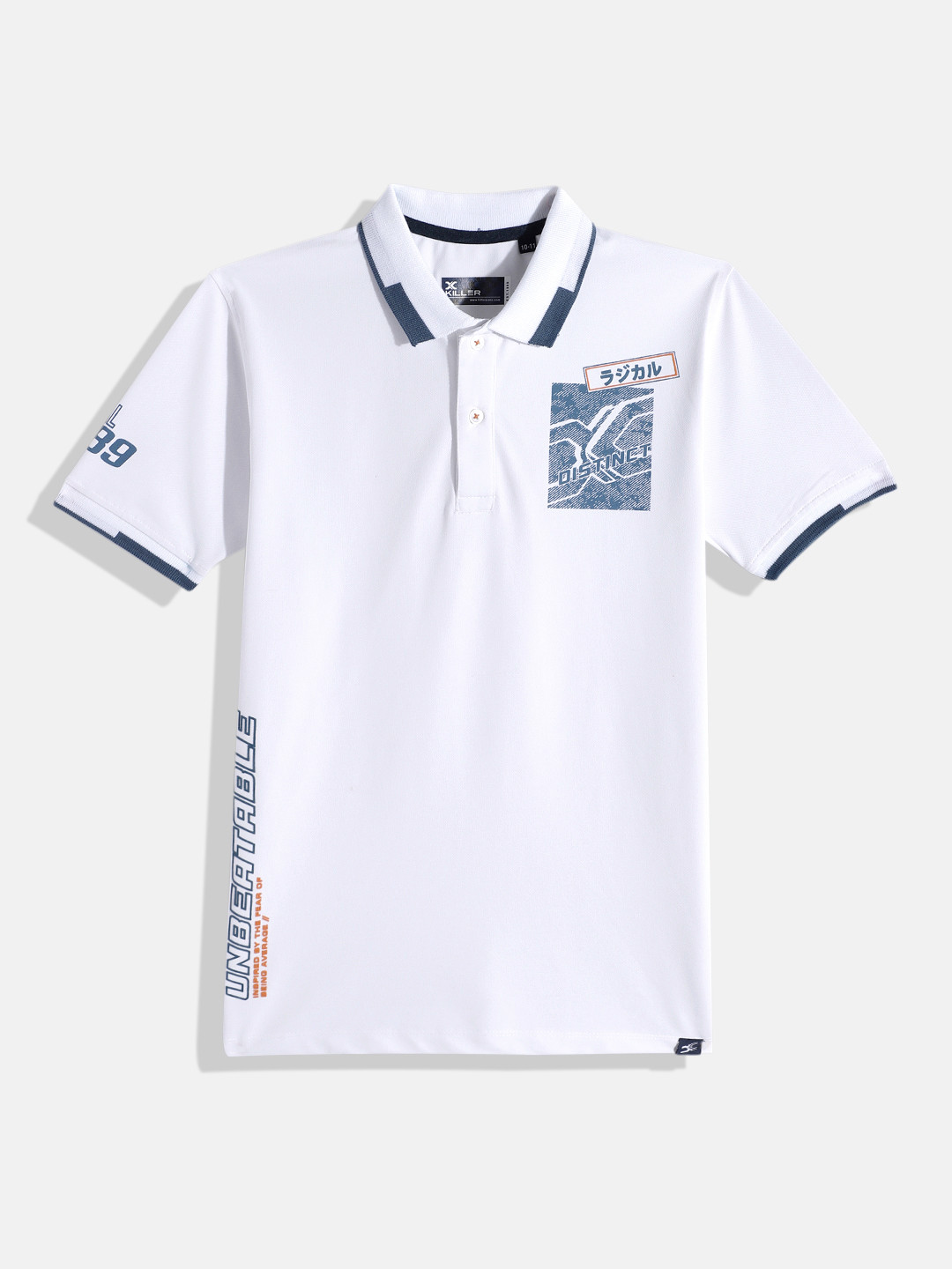 JUNIOR KILLER Boys Typography Printed Polo Collar Slim Fit T-shirt