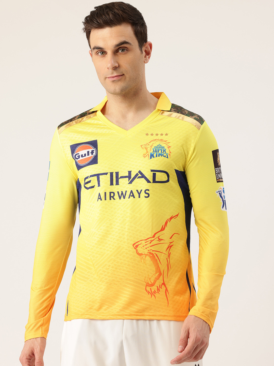 playR Unisex Printed Chennai Super Kings V-Neck T-shirt