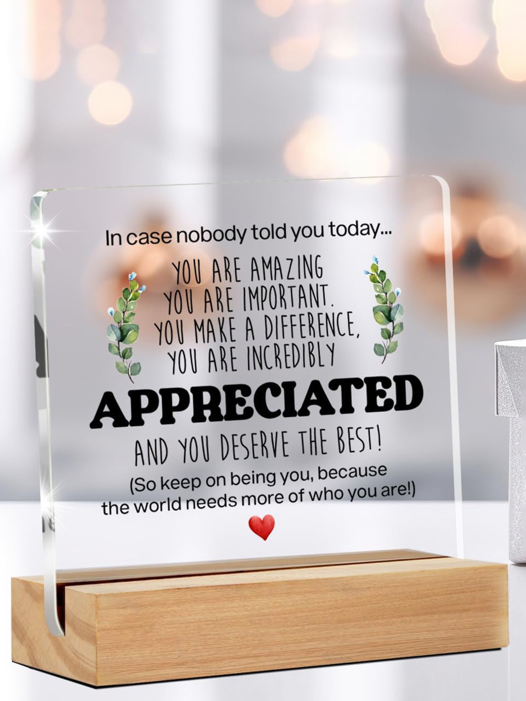 BS AMOR Transparent Wood Mirrored Bedroom Set of 2 Medium Showpieces - 5 Inches