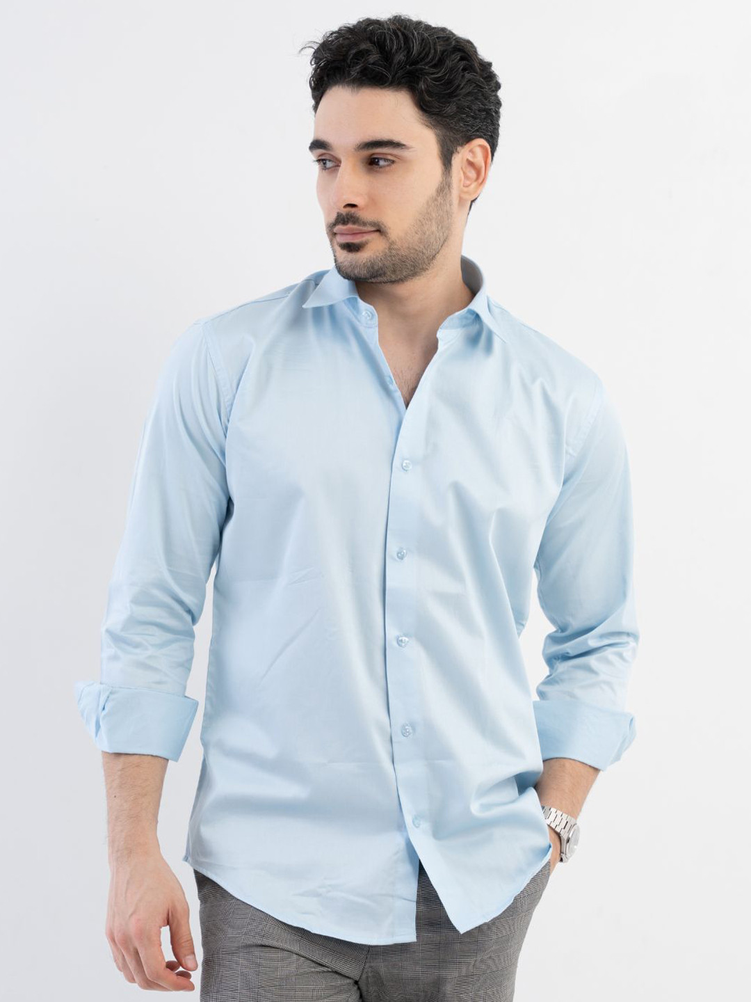 VELLURE Men Solid Giza Satin Full Sleeve Shirt