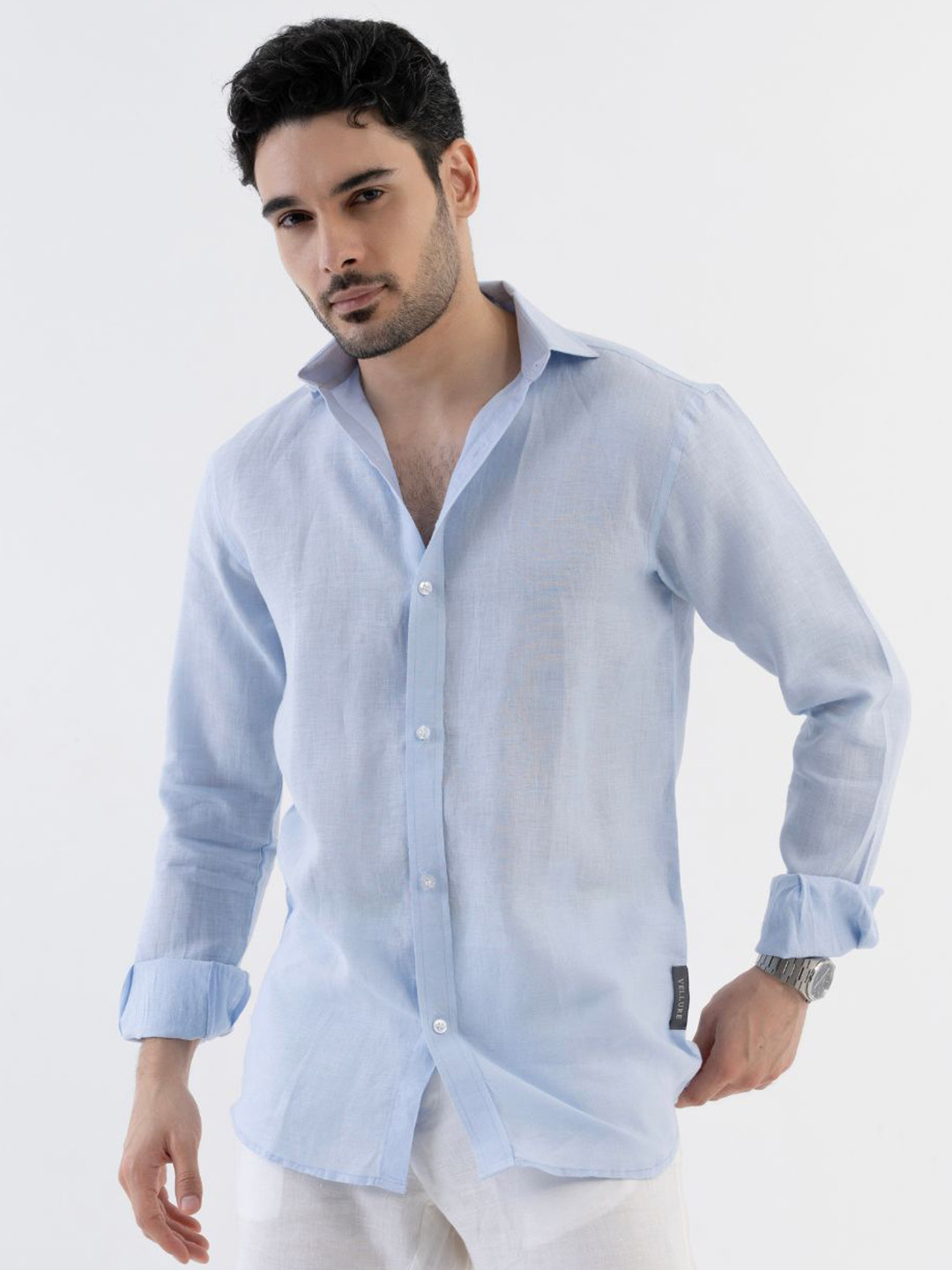 VELLURE Men Pure Linen Full Sleeve Shirt