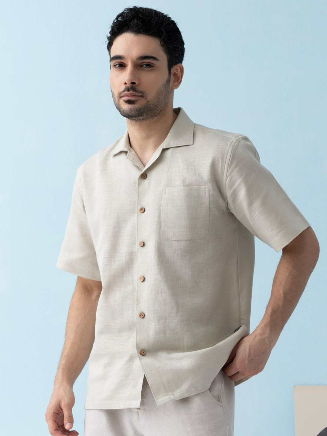 VELLURE Men's AirKnit Half-Sleeve Cuban Collar Shirt