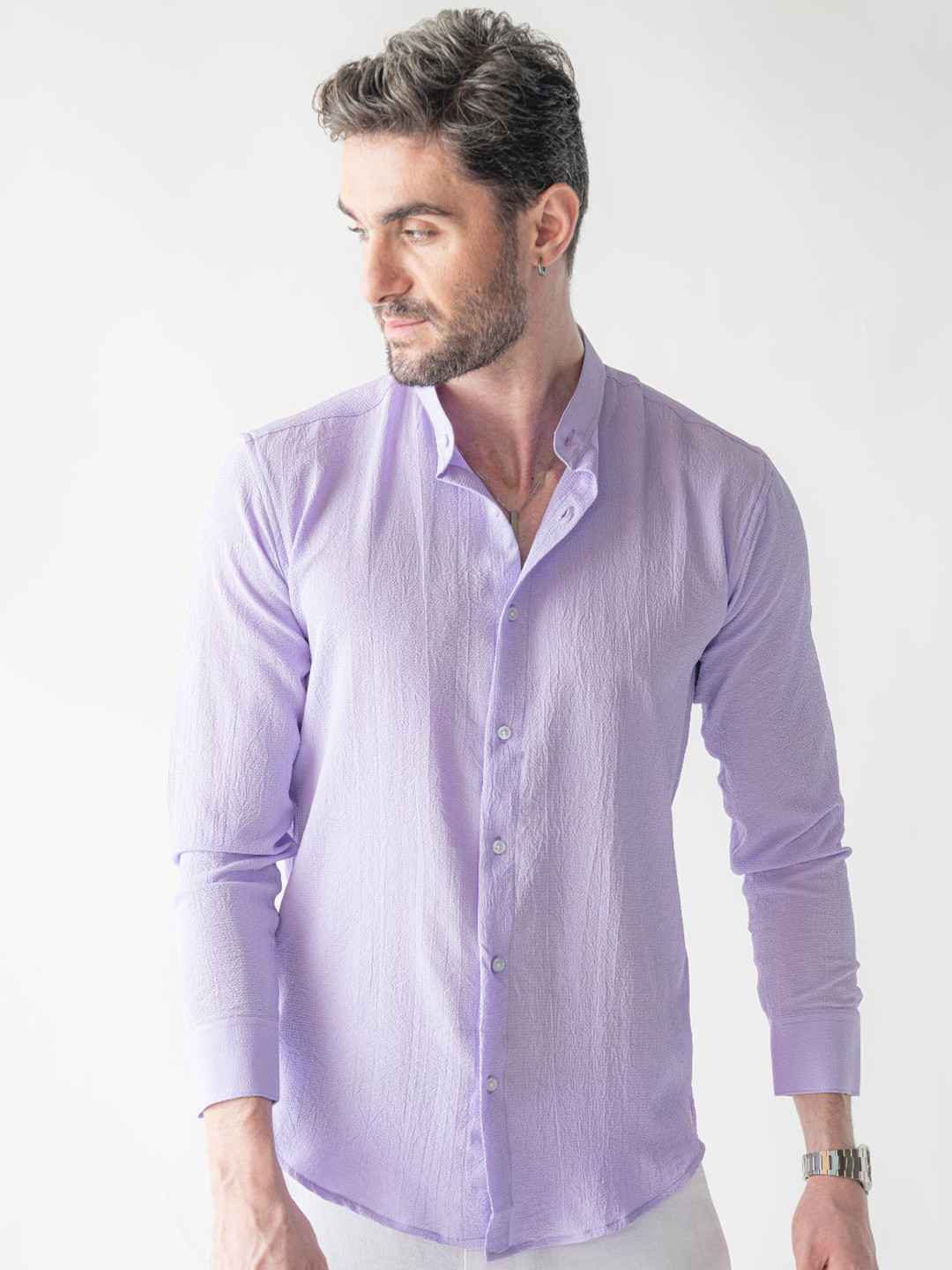 VELLURE Men's Ripple Button-Up Full Sleeve Shirt