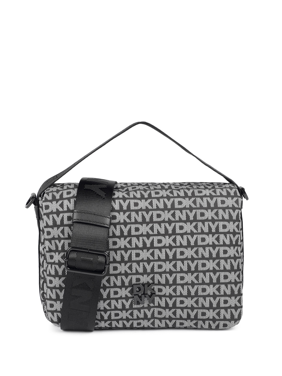 DKNY Printed Structured Shoulder Bag with Detachable Sling Strap