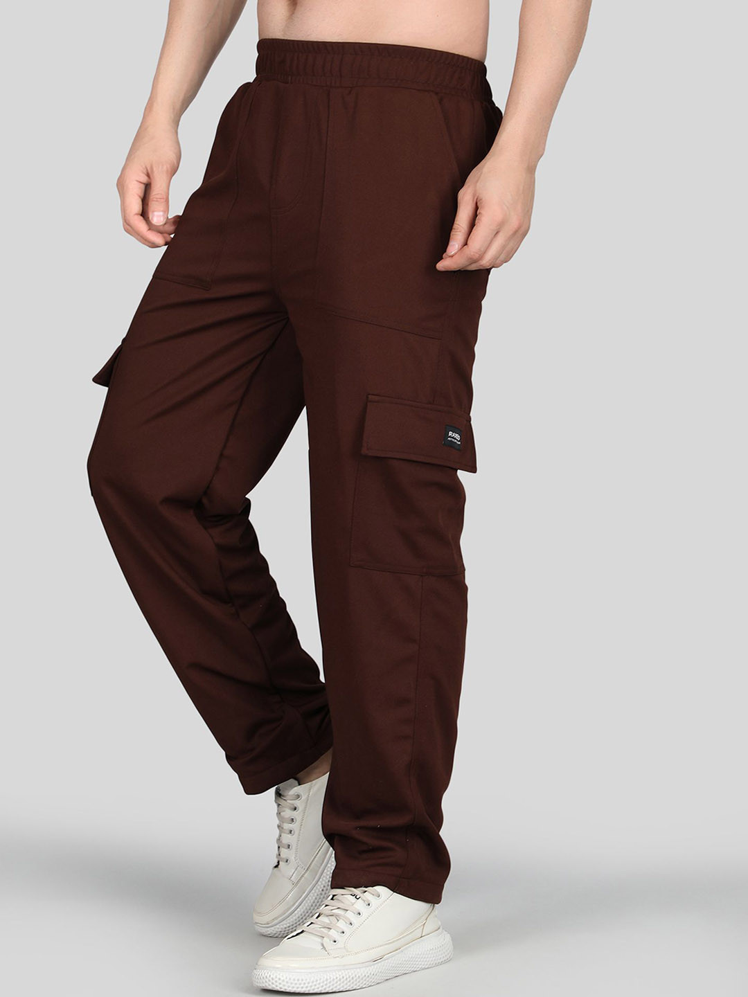 Raxedo Men Relaxed Fit Mid Rise 6 Pocket Pants for Men Cargo Joggers