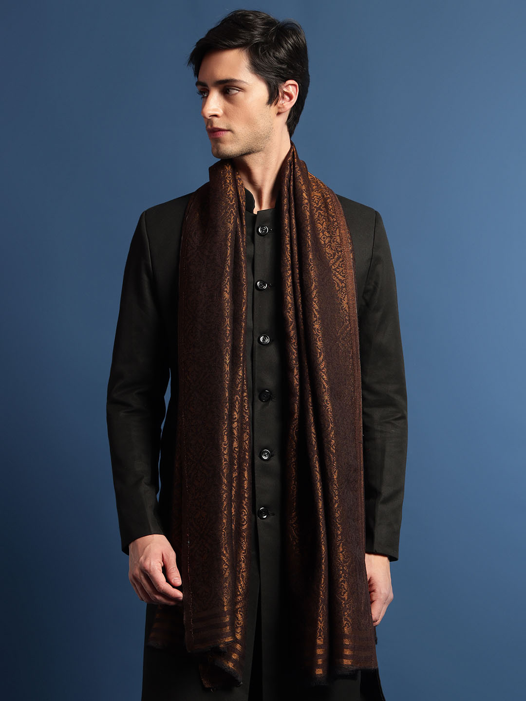 Pashmoda Men Floral Woven Design Shawl