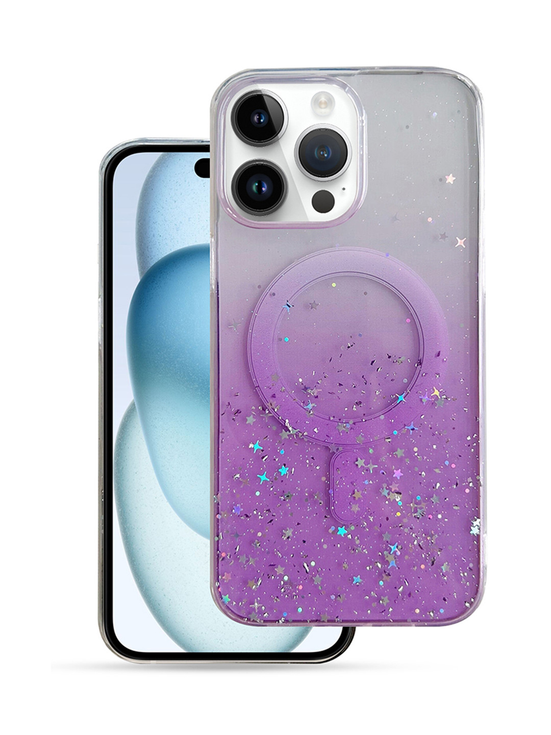 QRIOH iPhone 14 Pro Max Purple Glitter TPU Case with Magsafe