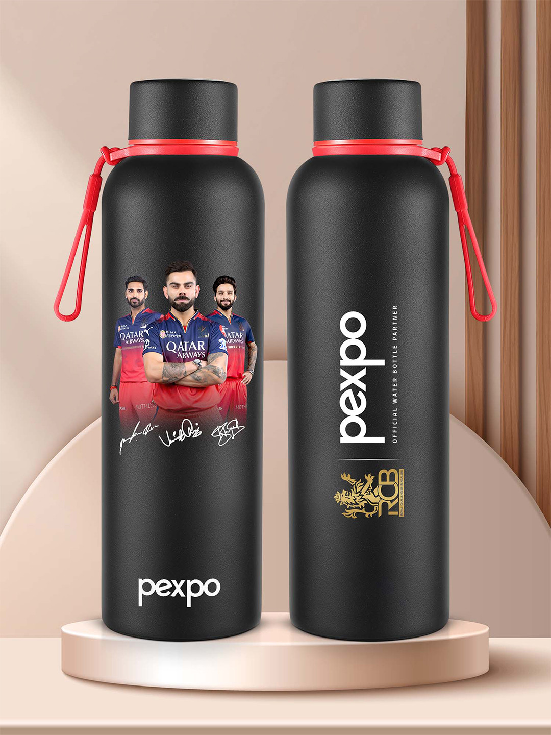 Pexpo Black Brand Logo Stainless Steel Double Wall Vacuum Flask - 700ml