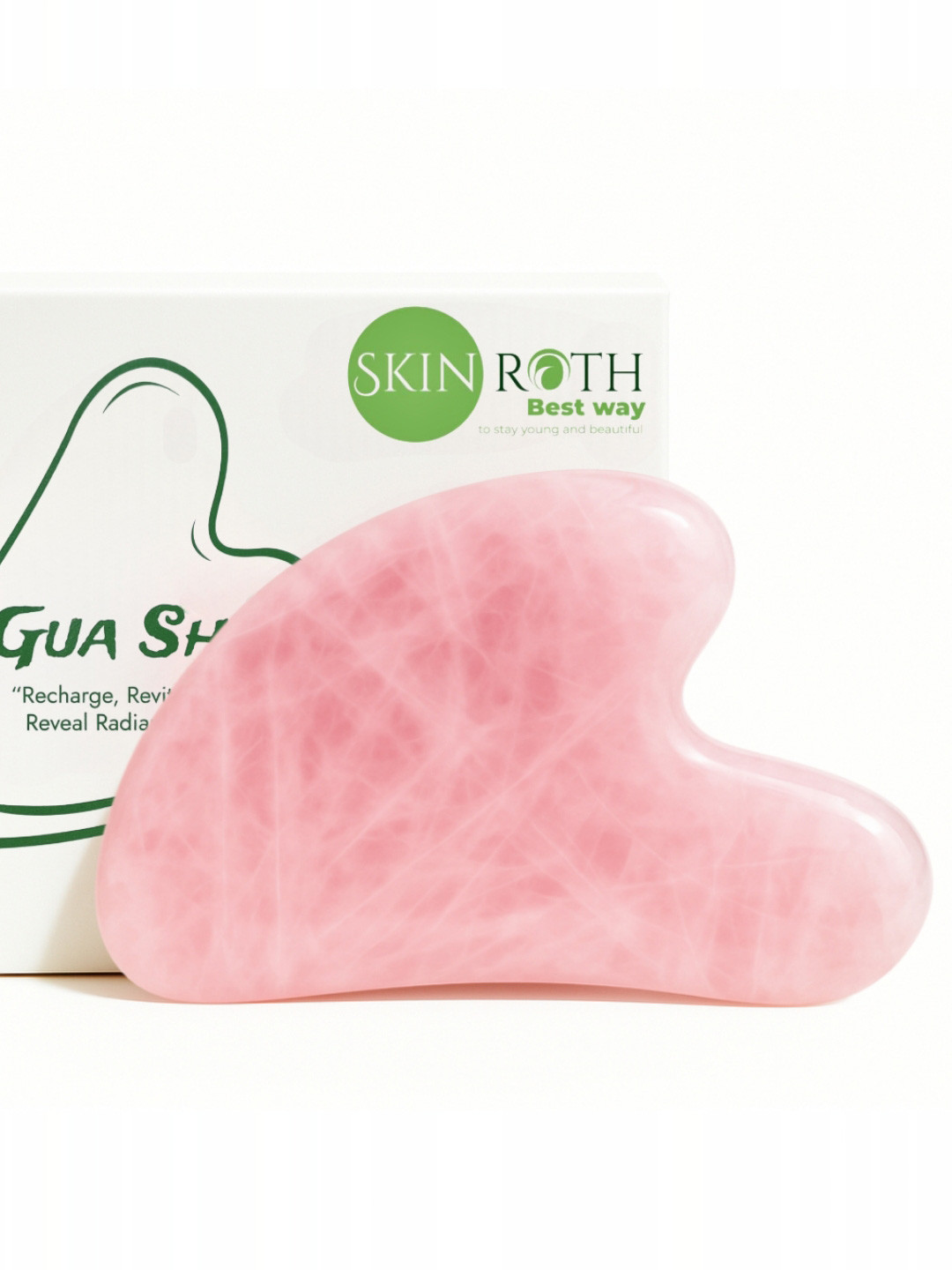 SKINROTH Rose Quartz Pink Gua Sha For Natural Facial Massage & Sculpting Tool