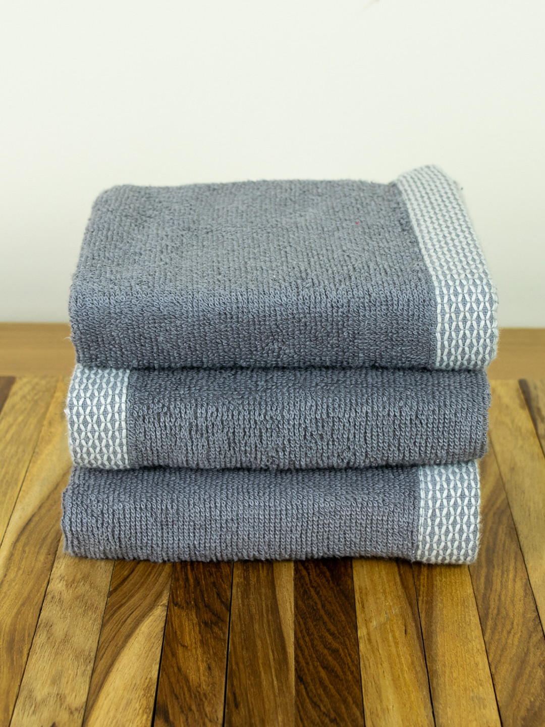 Myntra Elegant Homes 3 Pieces Grey Melange Organic Bamboo 550 GSM Face Towels