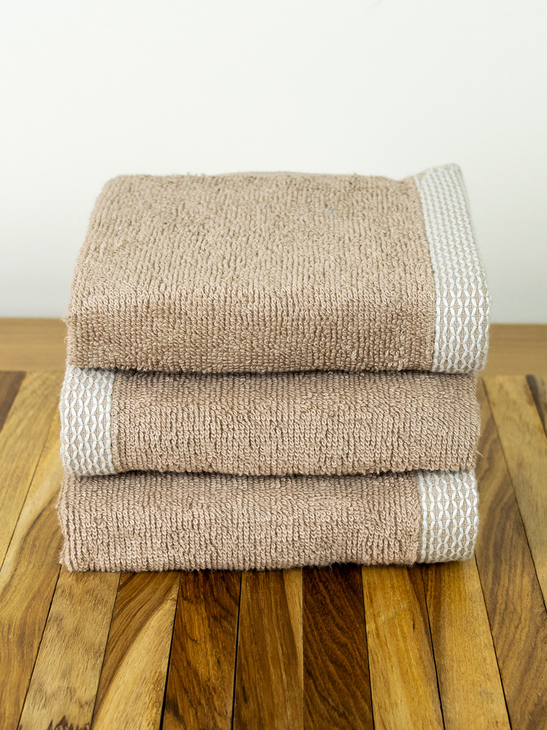 Myntra Elegant Homes 3 Pieces Beige Organic Bamboo 550 GSM Face Towels