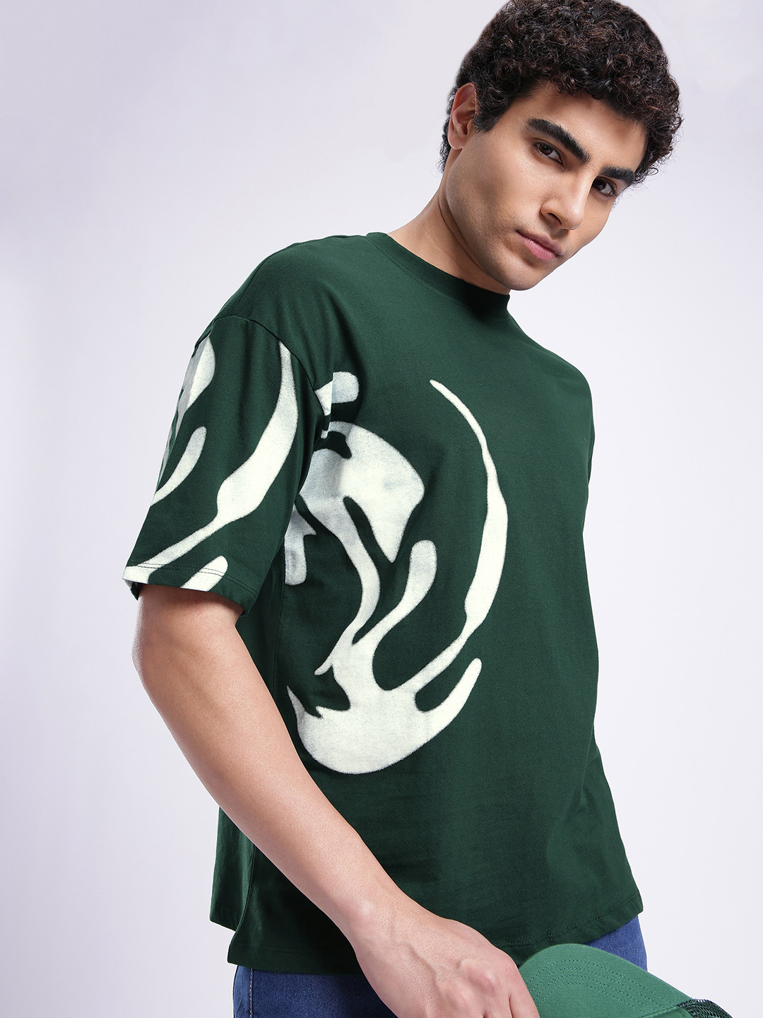 Oversized Abstract Printed Drop-Shoulder T-shirt