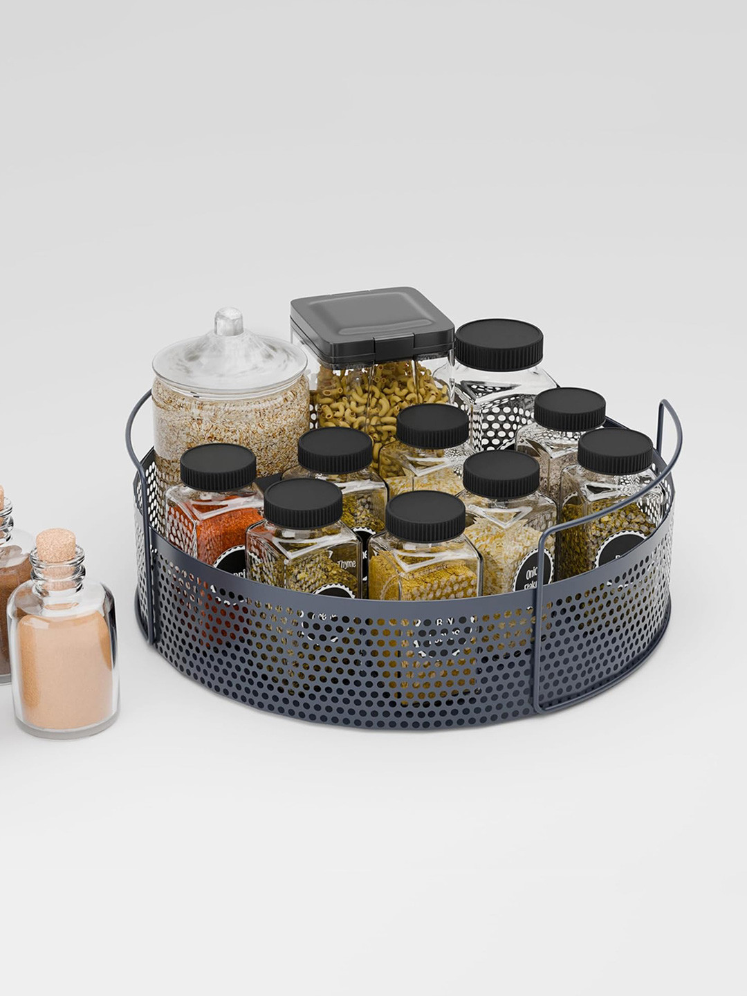 Kuber Industries Grey Round Multipurpose Kitchen Storage Basket