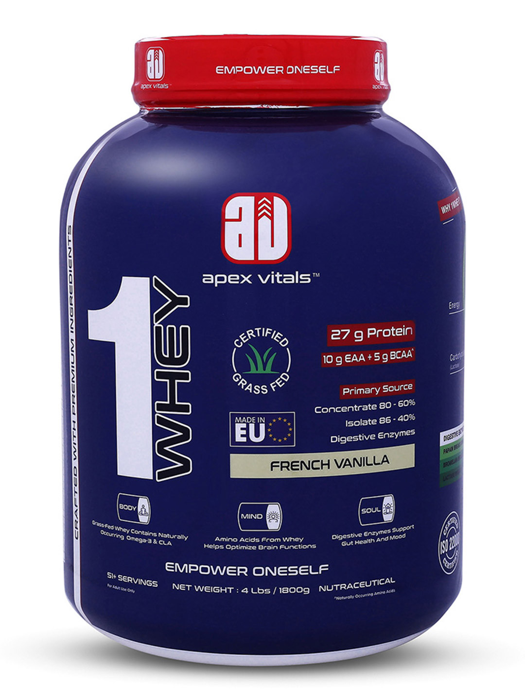 Apex Vitals 1 Whey Protein- 1800 g- French Vanilla