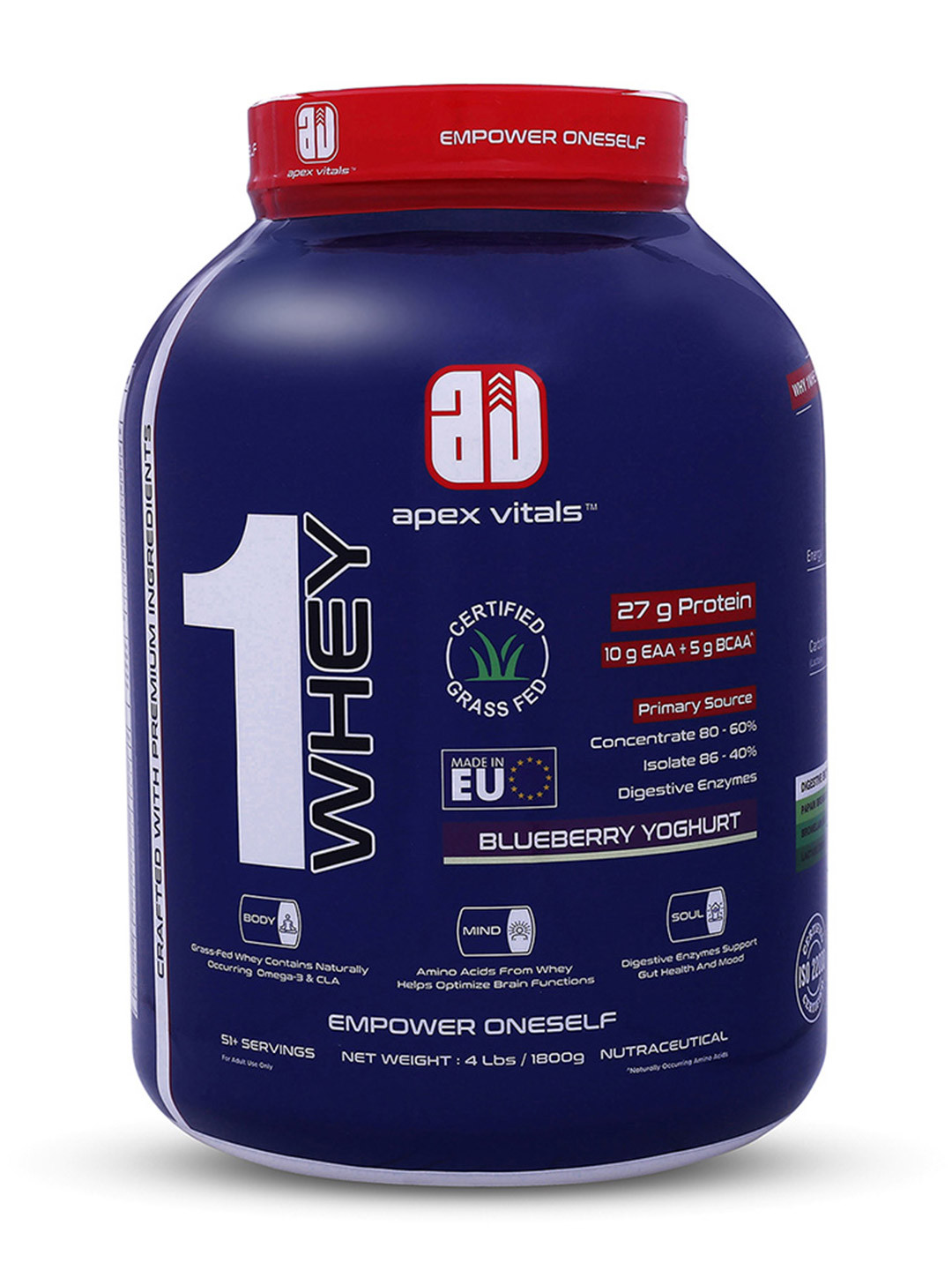 Apex Vitals 1 Whey Protein- 1800 g- Blueberry Yogurt