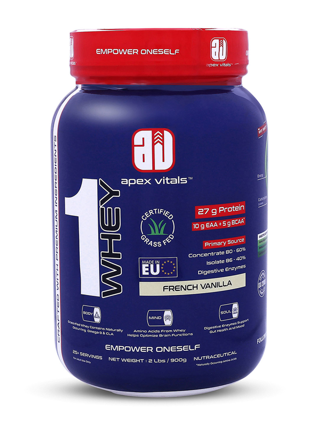 Apex Vitals 1 Whey Protein- 900 g- French Vanilla