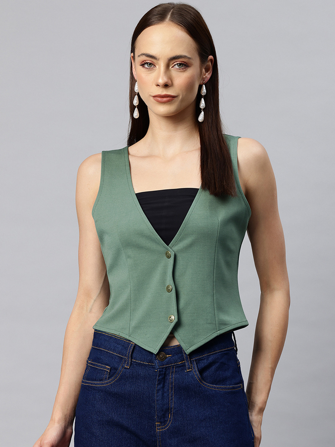 Cottinfab Solid V-Neck Waistcoat
