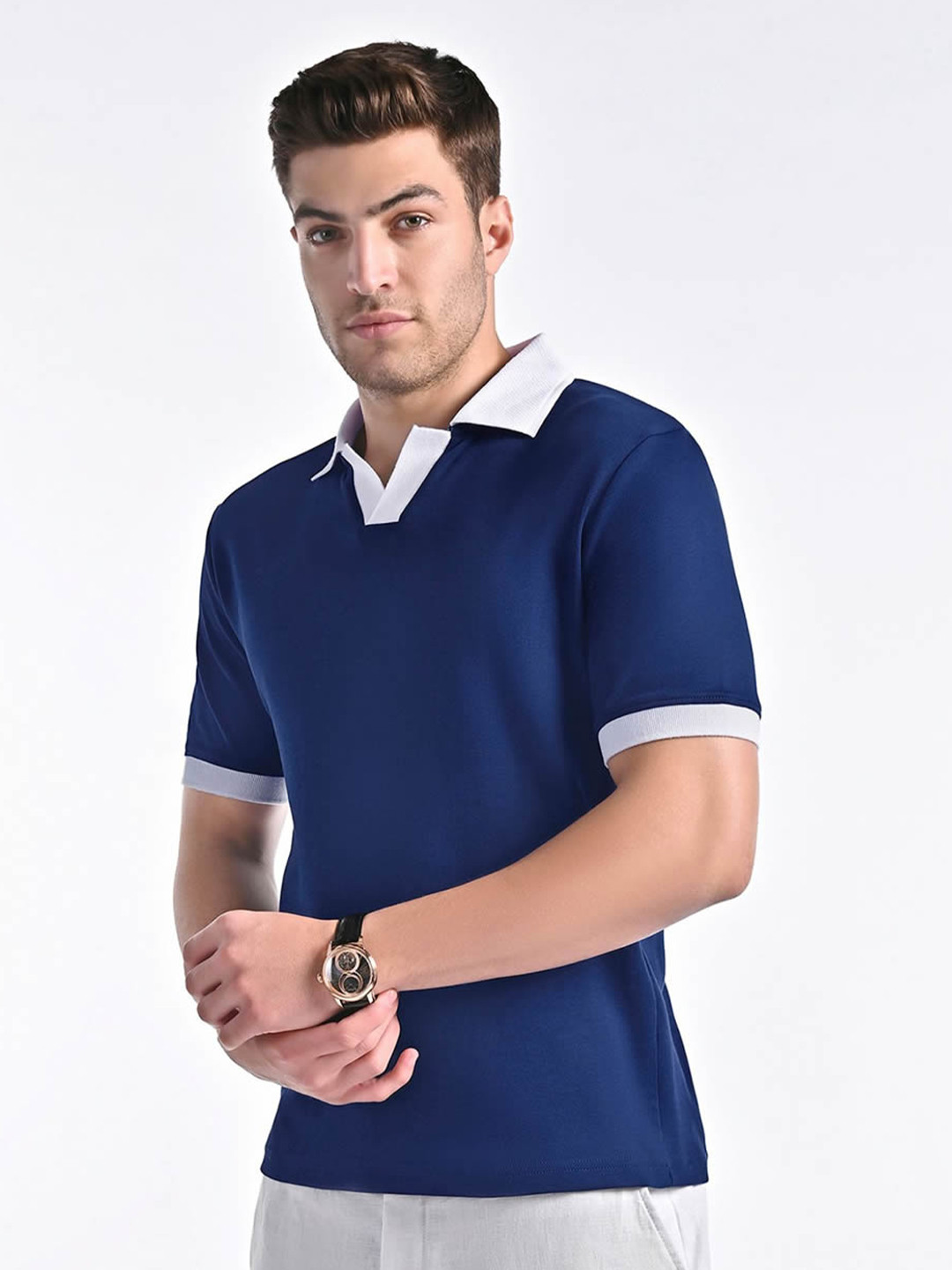 VELLURE Men's Nautical Crest Polo Full Sleeve T-Shirt