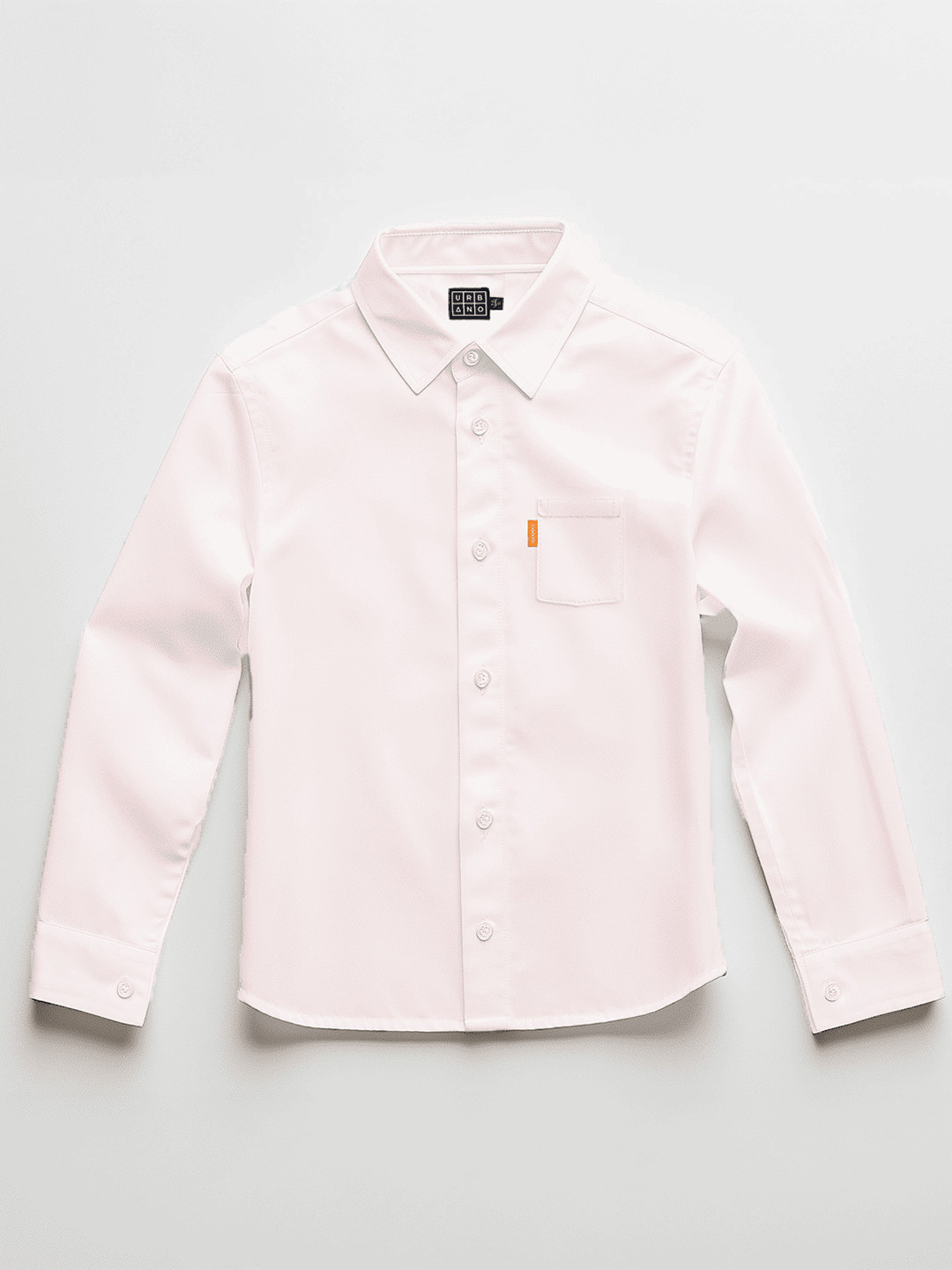 Urbano Juniors Boys Baby Pink Cotton Long Sleeve Regular Fit Casual Solid Shirt