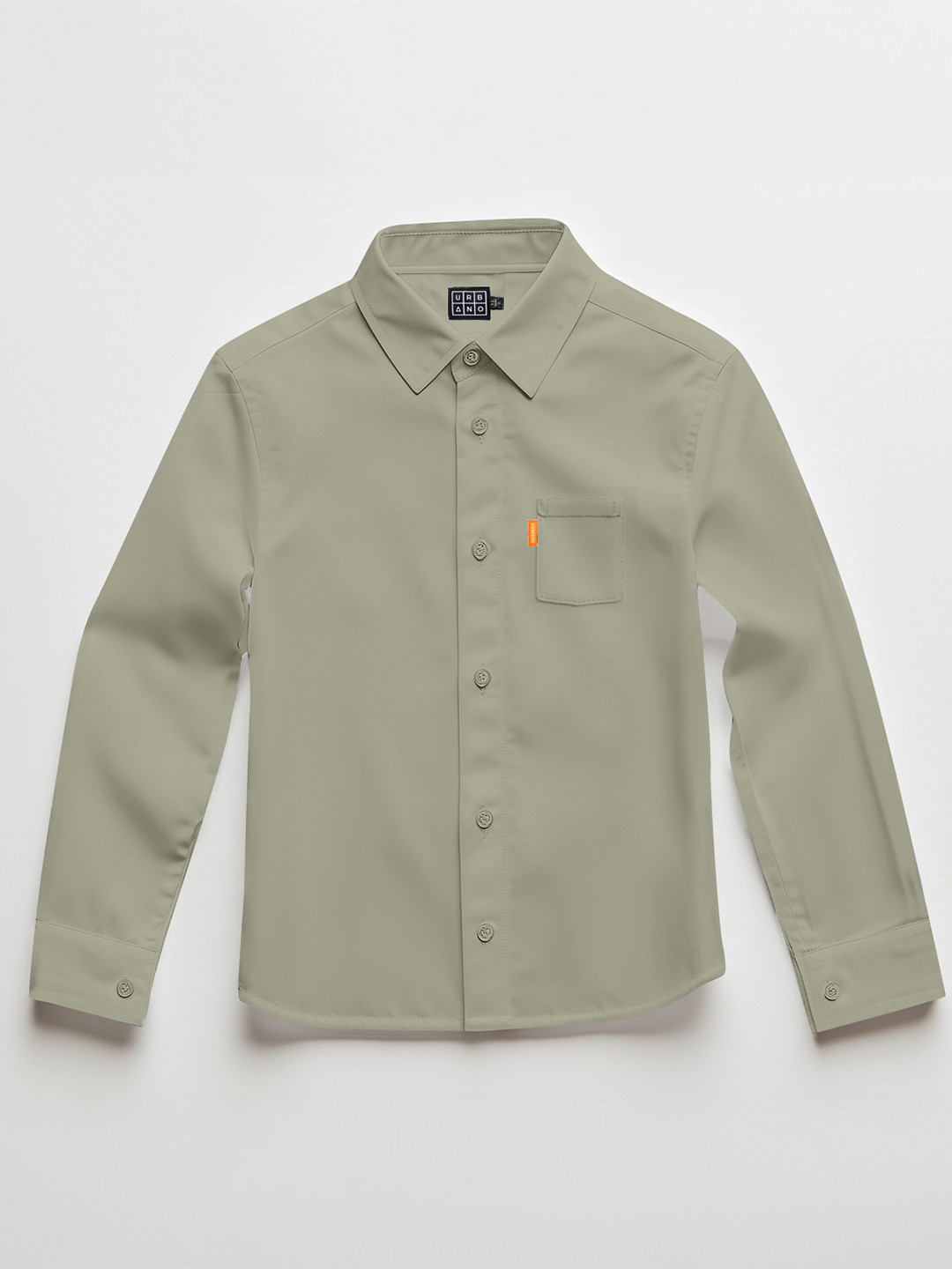 Urbano Juniors Boys Olive Cotton Long Sleeve Regular Fit Casual Solid Shirt