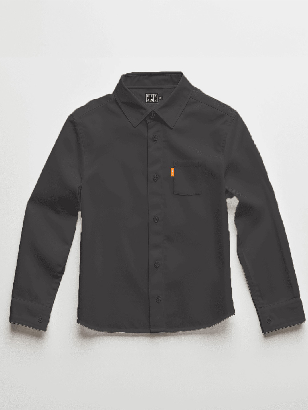 Urbano Juniors Boys Dark Grey Cotton Long Sleeve Regular Fit Casual Solid Shirt