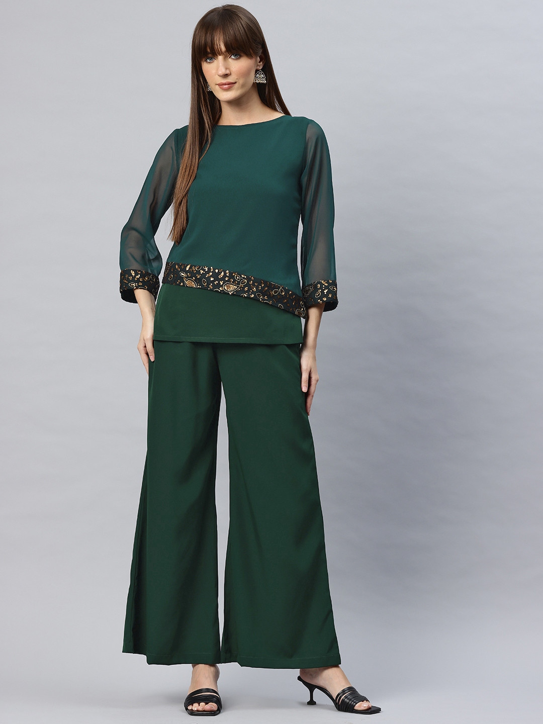 Buy Cottinfab Embellished Top With Palazzos Co Ord Set Co Ords