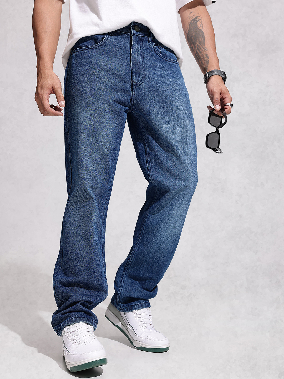 WROGN Men Pure Cotton Anti Fit Light Fade Jeans