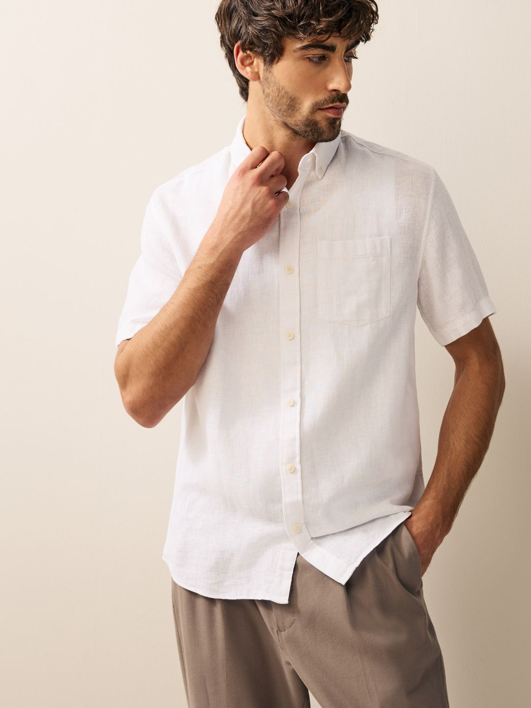 NEXT Cotton Linen Standard Fit Shirt