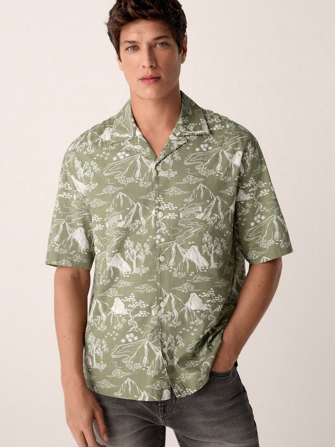 NEXT Standard Fit Printed Bowling Shirt