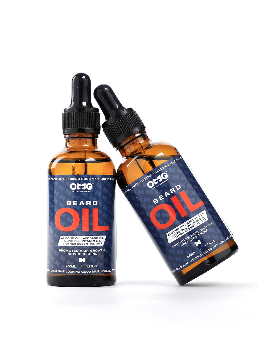 OMG OnlyMenGrooming Set Of 2 Beard Growth Oil With Almond & Avocado Oil - 50 ml Each