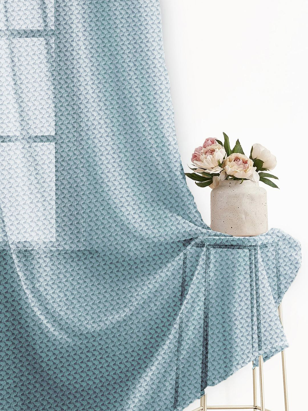 Story@home Serene Grey Self Design Sheer Window Curtain