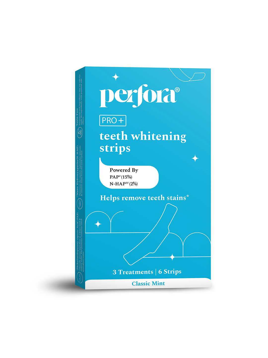 Perfora Pro+ Classic Mint Teeth Whitening Strips Powered by 15% PAP & 2% N-HAP - 6 Strips