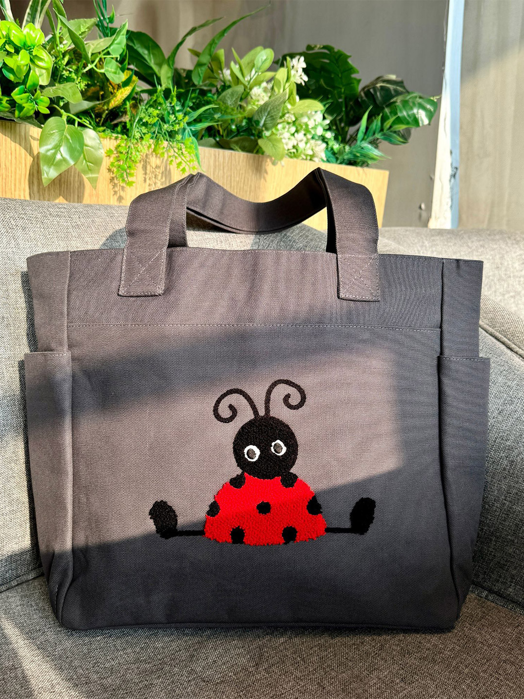 TSANTA Animal Textured Oversized Cotton Structured Tote Bag