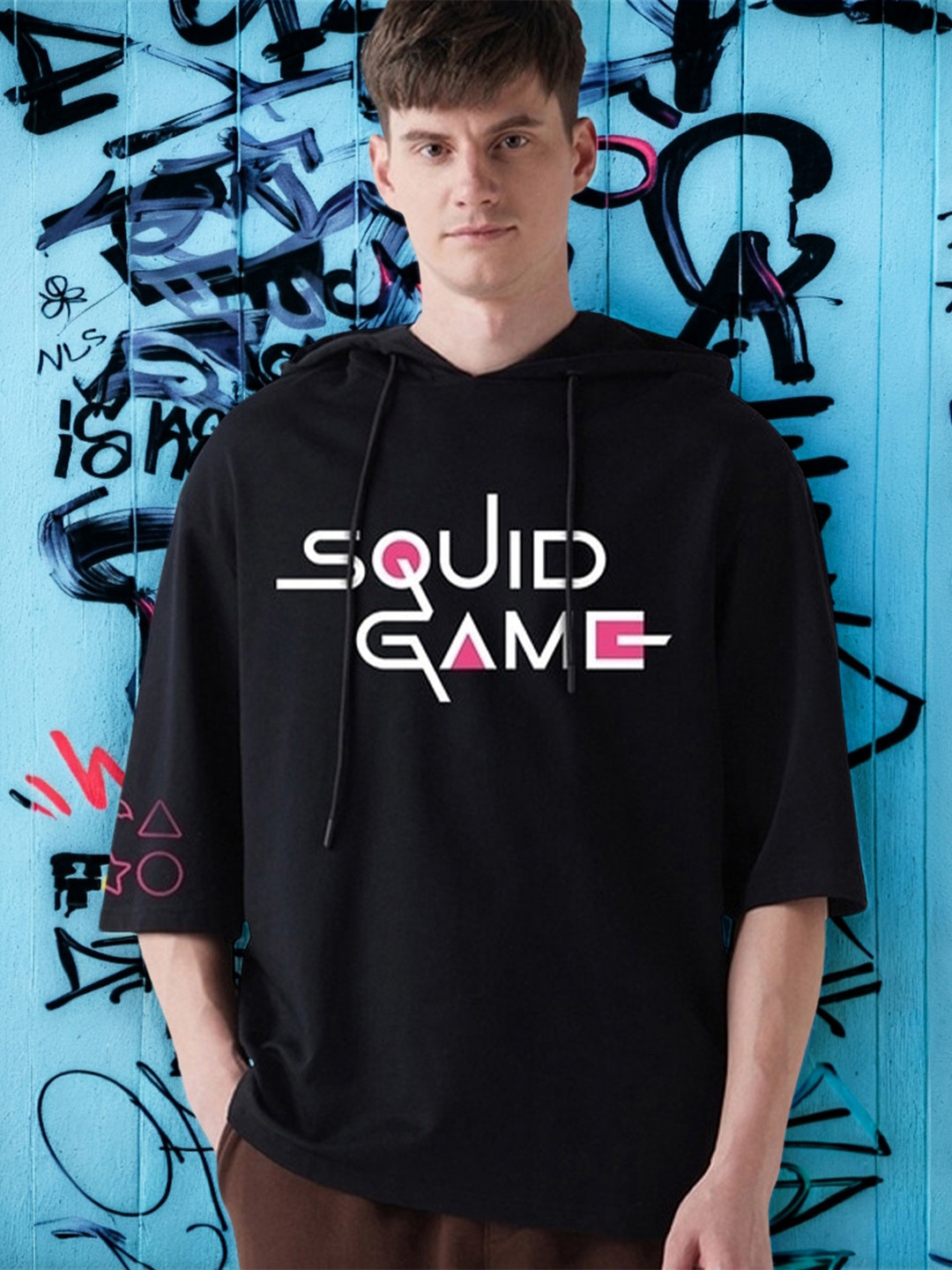 Bewakoof Heavy Duty Men Typography Printed Hooded Cotton Oversized T-shirt