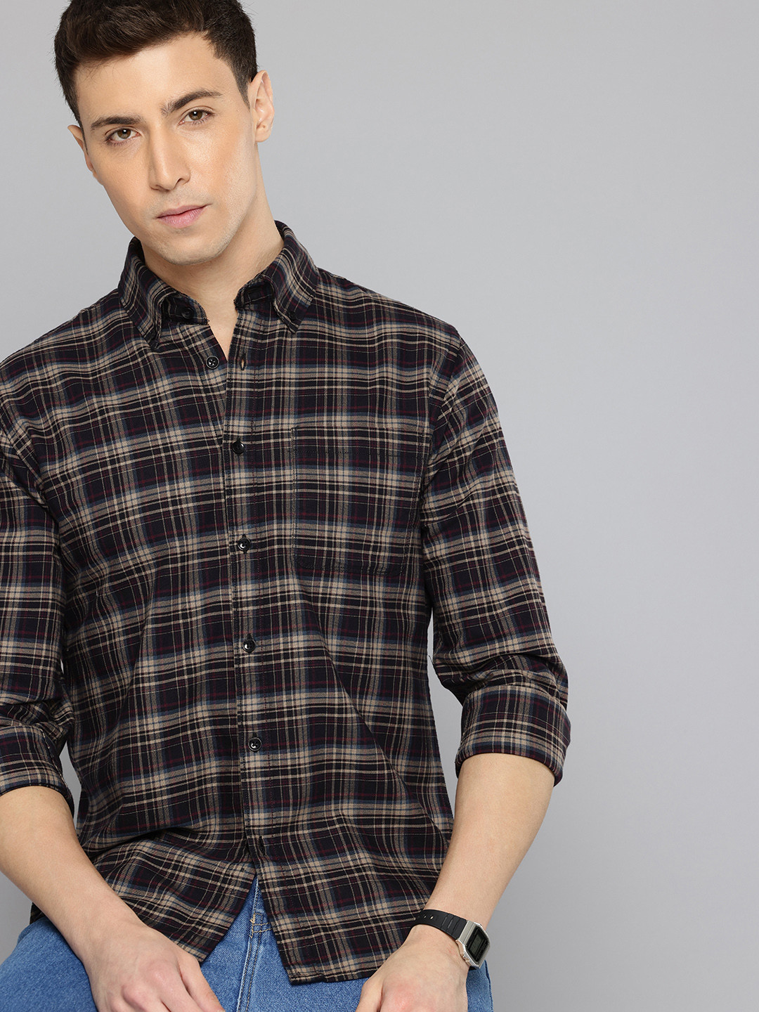 Flying Machine Pure Cotton Slim Fit Checked Casual Shirt