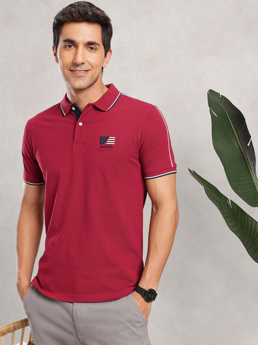 Nautica Vintage Vogue Men Polo Collar T-shirt