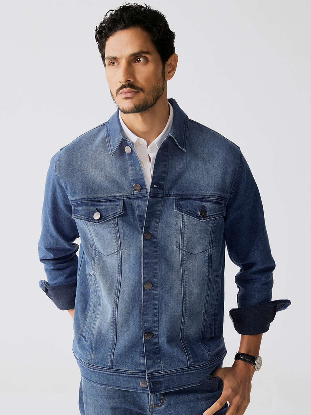 Andamen Men Washed Twill Denim Jacket