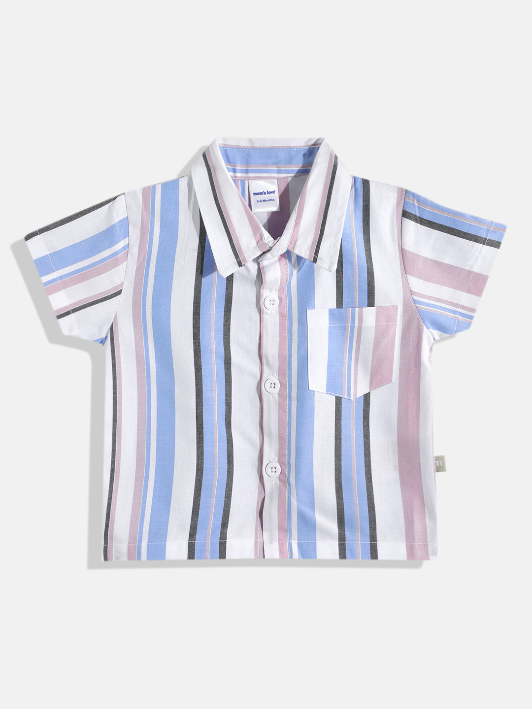 Moms Love Infant Boys Multi Vertical Stripes Pure Cotton Shirt