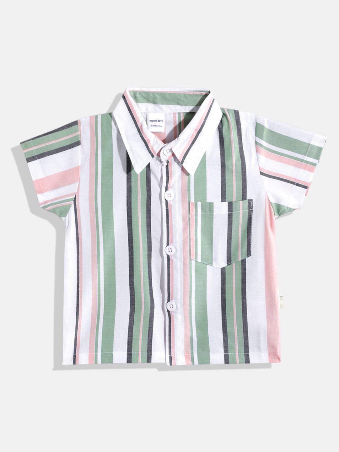 Moms Love Infant Boys Multi Vertical Stripes Pure Cotton Shirt