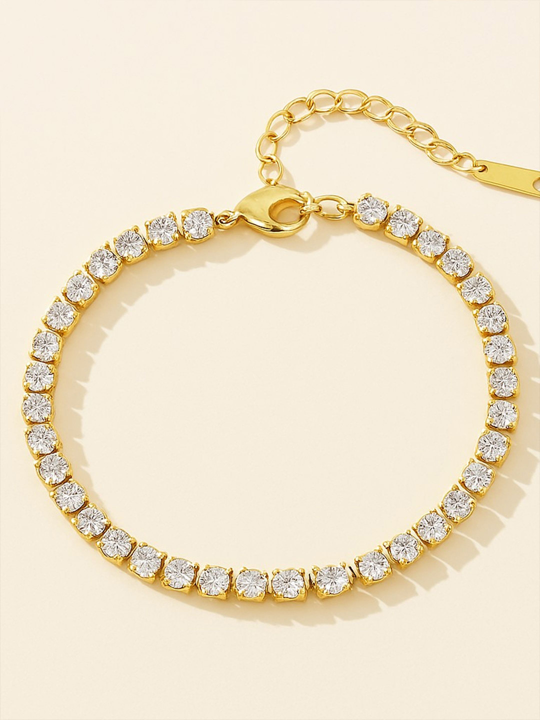 ZAISHA 18k Gold-Plated Zirconia Crystal Tennis Bracelet