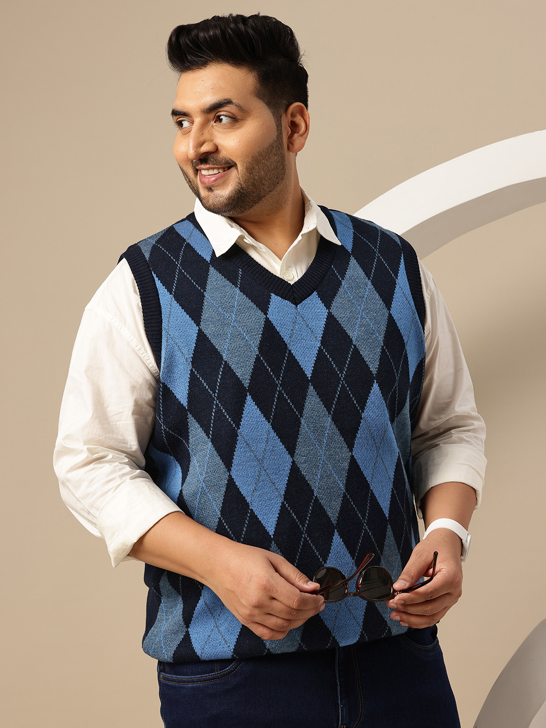 Sztori Plus Size Argyle Sweater Vest